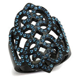 IP Black(Ion Plating) Stainless Steel Ring with Top Grade Crystal  in Montana