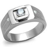 High polished (no plating) Stainless Steel Ring with AAA Grade CZ  in Clear