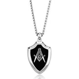 High polished (no plating) Stainless Steel Chain Pendant with Epoxy  in Jet