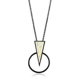 IP Black(Ion Plating) Stainless Steel Chain Pendant with Leather  in White