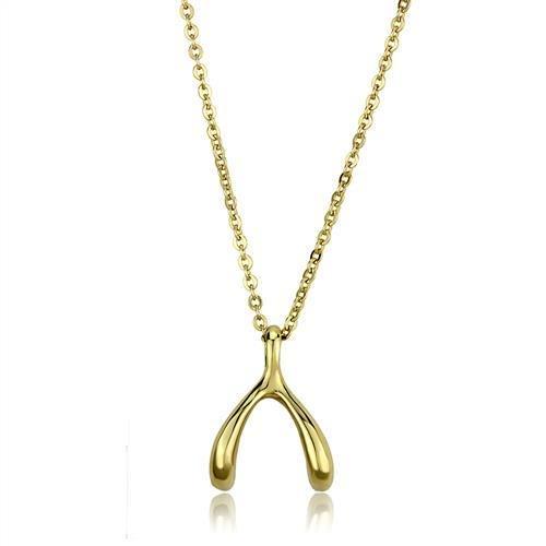 IP Gold(Ion Plating) Stainless Steel Chain Pendant with No Stone