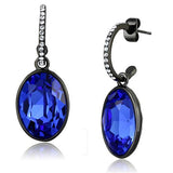 IP Black(Ion Plating) Stainless Steel Earrings with Top Grade Crystal  in Sapphire