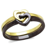 IP Gold & IP Dark Brown (IP coffee) Stainless Steel Ring with No Stone