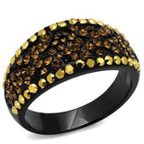 IP Black(Ion Plating) Stainless Steel Ring with Top Grade Crystal  in Multi Color