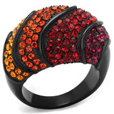 IP Black(Ion Plating) Stainless Steel Ring with Top Grade Crystal  in Multi Color