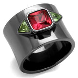 IP Light Black  (IP Gun) Stainless Steel Ring with Synthetic Synthetic Glass in Multi Color