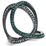 IP Light Black  (IP Gun) Stainless Steel Ring with Top Grade Crystal  in Multi Color
