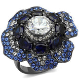 IP Light Black  (IP Gun) Stainless Steel Ring with AAA Grade CZ  in Clear