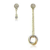 IP Gold & IP Rose Gold (Ion Plating) Stainless Steel Earrings with Top Grade Crystal  in Clear
