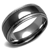 Two Tone IP Light Black (IP Gun) Stainless Steel Ring with No Stone