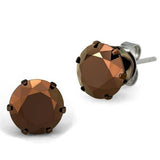 Two Tone IP Light Brown (IP Light coffee) Stainless Steel Earrings with AAA Grade CZ  in Light Coffee