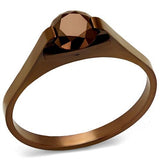 IP Coffee light Stainless Steel Ring with AAA Grade CZ  in Light Coffee