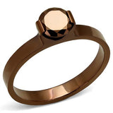IP Coffee light Stainless Steel Ring with AAA Grade CZ  in Light Coffee