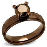 IP Coffee light Stainless Steel Ring with AAA Grade CZ  in Light Coffee