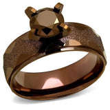 IP Coffee light Stainless Steel Ring with AAA Grade CZ  in Light Coffee