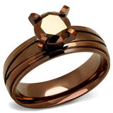 IP Coffee light Stainless Steel Ring with AAA Grade CZ  in Light Coffee