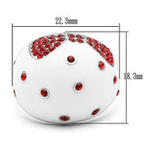 High polished (no plating) Stainless Steel Ring with Top Grade Crystal  in Ruby