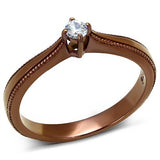 IP Coffee light Stainless Steel Ring with AAA Grade CZ  in Clear