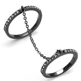 IP Light Black  (IP Gun) Stainless Steel Ring with Top Grade Crystal  in Jet