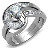 No Plating Stainless Steel Ring with AAA Grade CZ  in Clear