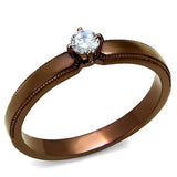 IP Coffee light Stainless Steel Ring with AAA Grade CZ  in Clear