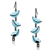 IP Black(Ion Plating) Stainless Steel Earrings with Epoxy  in Sea Blue