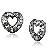IP Light Black  (IP Gun) Stainless Steel Earrings with Top Grade Crystal  in Multi Color