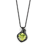 IP Black(Ion Plating) Stainless Steel Chain Pendant with AAA Grade CZ  in Apple Green color