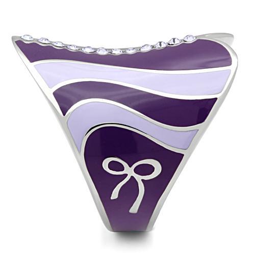 High polished (no plating) Stainless Steel Ring with Top Grade Crystal  in Sea Blue