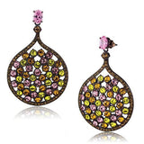 IP Coffee light Stainless Steel Earrings with AAA Grade CZ  in Rose