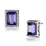 High polished (no plating) Stainless Steel Earrings with AAA Grade CZ  in Amethyst