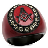 IP Black(Ion Plating) Stainless Steel Ring with Top Grade Crystal  in Black Diamond