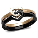 IP Rose Gold+ IP Black (Ion Plating) Stainless Steel Ring with No Stone