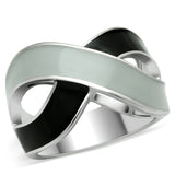 Rhodium Stainless Steel Ring with Epoxy  in No Stone