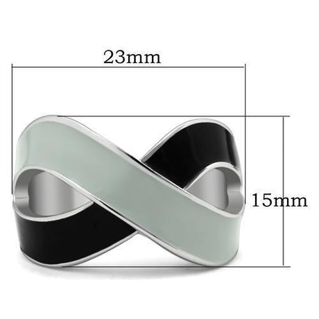 Rhodium Stainless Steel Ring with Epoxy  in No Stone