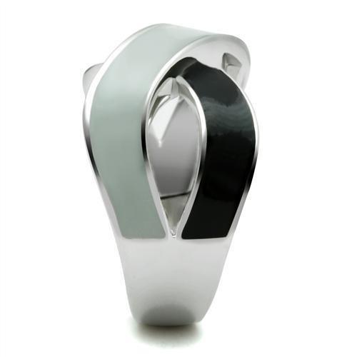 Rhodium Stainless Steel Ring with Epoxy  in No Stone