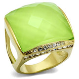 IP Gold(Ion Plating) Stainless Steel Ring with Synthetic Synthetic Stone in Apple Green color