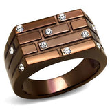 IP Coffee light Stainless Steel Ring with Top Grade Crystal  in Clear