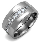 High polished (no plating) Stainless Steel Ring with AAA Grade CZ  in Clear