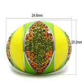 High polished (no plating) Stainless Steel Ring with Top Grade Crystal  in Multi Color