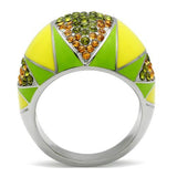 High polished (no plating) Stainless Steel Ring with Top Grade Crystal  in Multi Color