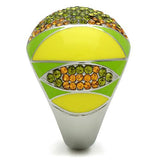 High polished (no plating) Stainless Steel Ring with Top Grade Crystal  in Multi Color