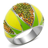High polished (no plating) Stainless Steel Ring with Top Grade Crystal  in Multi Color