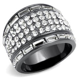 IP Light Black  (IP Gun) Stainless Steel Ring with Top Grade Crystal  in Clear