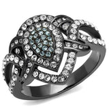 IP Light Black  (IP Gun) Stainless Steel Ring with Top Grade Crystal  in Multi Color