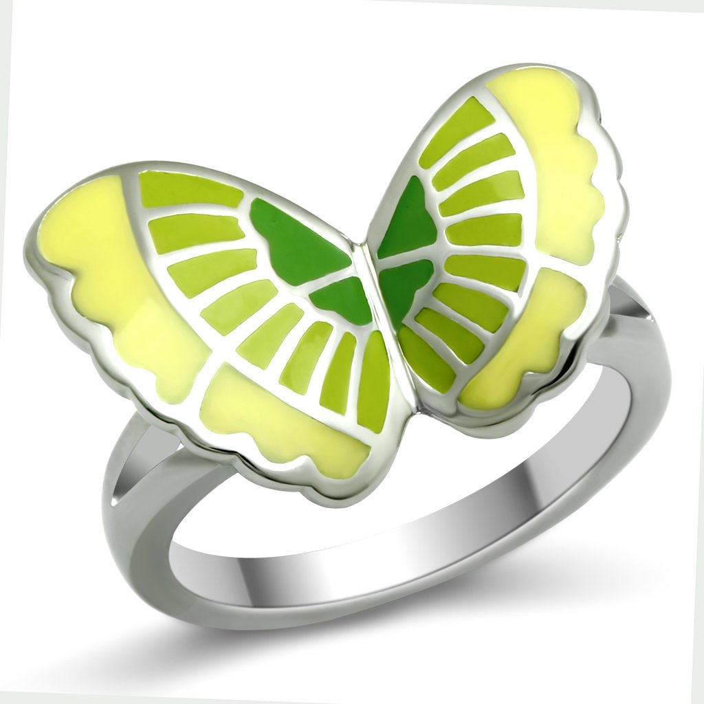 High polished (no plating) Stainless Steel Ring with Epoxy  in No Stone