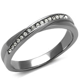 High polished (no plating) Stainless Steel Ring with Top Grade Crystal  in Clear