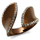 IP Coffee light Stainless Steel Ring with Top Grade Crystal  in Clear