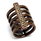 IP Coffee light Stainless Steel Ring with Top Grade Crystal  in Light Coffee