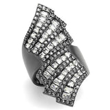 IP Light Black  (IP Gun) Stainless Steel Ring with AAA Grade CZ  in Clear